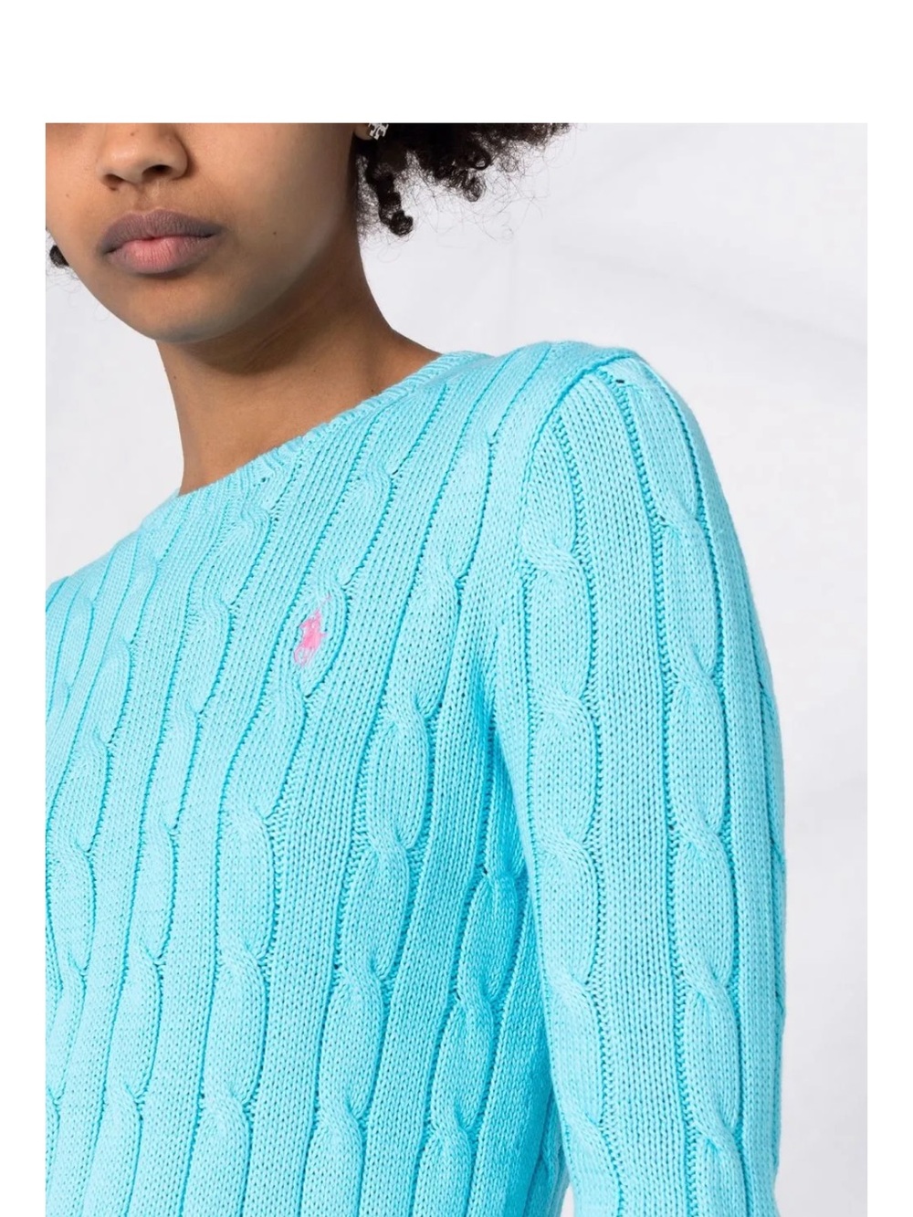 Polo Ralph Lauren Cable Knit Crewneck Sweater - Aqua Blue Womens size Large
